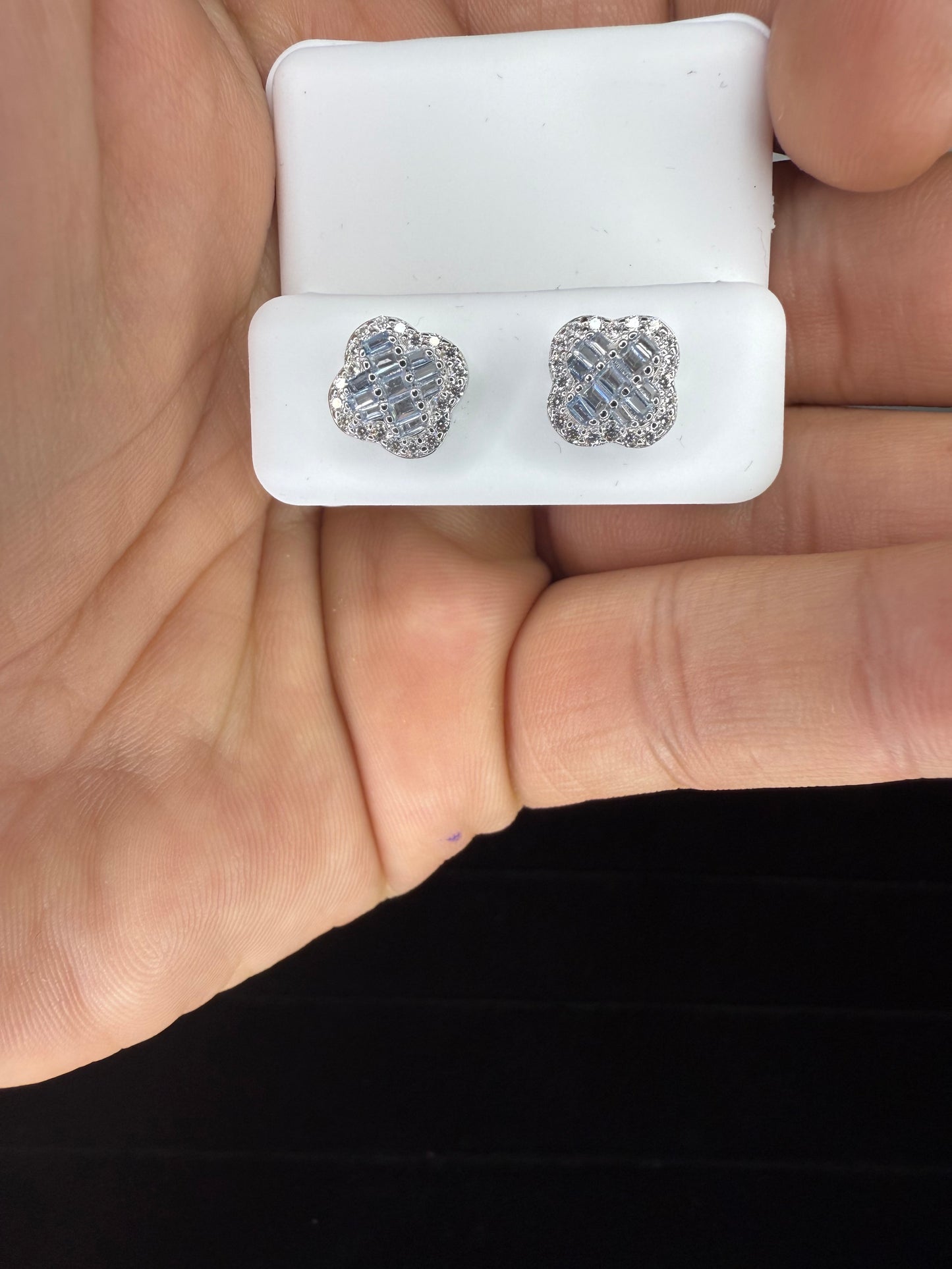 Moissanite 925 Clover Earrings